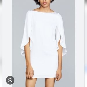 NWT$350 Milly Stretch Silk Crepe Butterfly Sleeve Scoop Back Mini Dress 2 (XS)